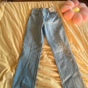 Abercrombie and Fitch Curve Love 90s Straight Leg Jeans Light Wash